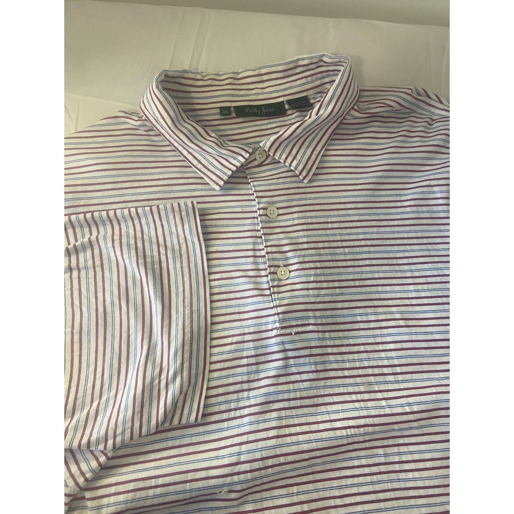 Bobby Jones Red/Wht/‎ Blue Striped Golf Polo-Size 2XL- Very Clean-100% Cotton
